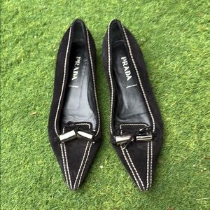 Prada Black Women's Shoes with Silver Accents
